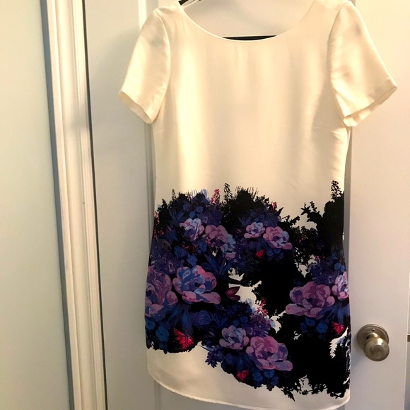 Beautiful floral dress with a scoop I the back. Shift dress. Small - Picture 1 of 6